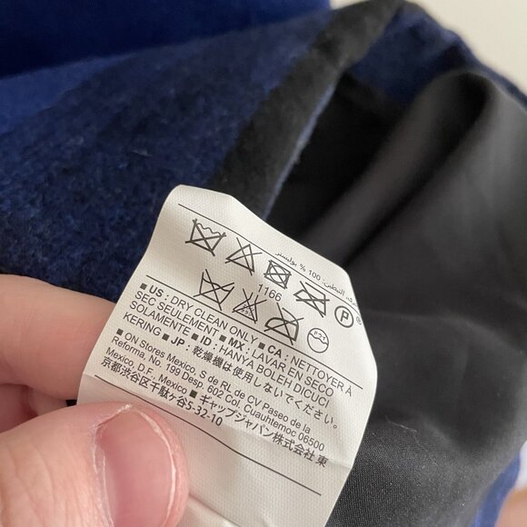 Old Navy Women XL Blue Striped Wool Blend Collarless Longline Blanket Coat NWT - Picture 11 of 14